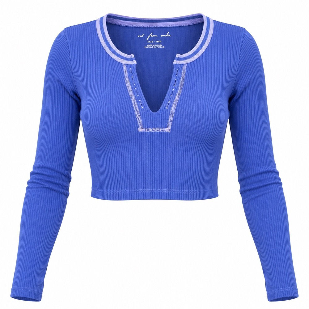 Free People Out From Under Blue Ribbed Crop Top XS/S NWT